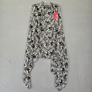 Rampage Black White Preppy Floral Cardigan NEW $32 Sleeveless Top Women One Size
